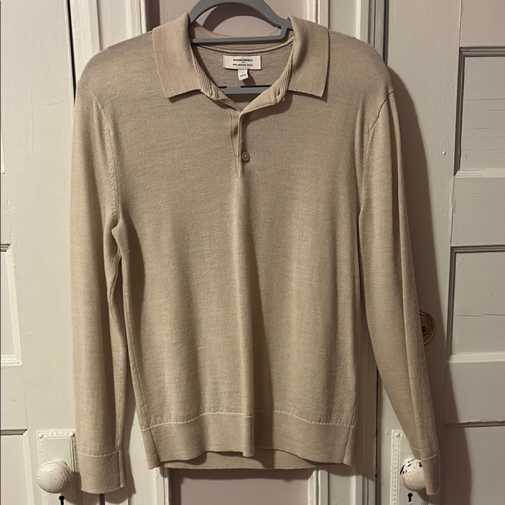 BANANA REPUBLIC MERINO LONG-SLEEVE SWEATER POLO